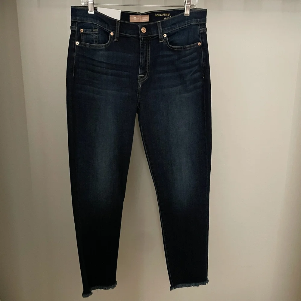 7 For All Mankind b(air) Authentic Roxanne Ankle Skinny jeans with fringed hem - Picture 1 of 4